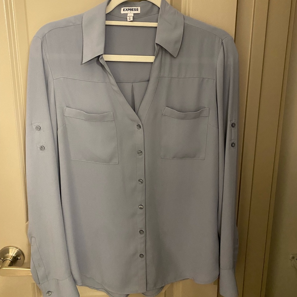 Express long sleeve blue blouse